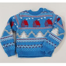 K1598: Baby Christmas Blue Fairisle Jumper (0-9 Months)